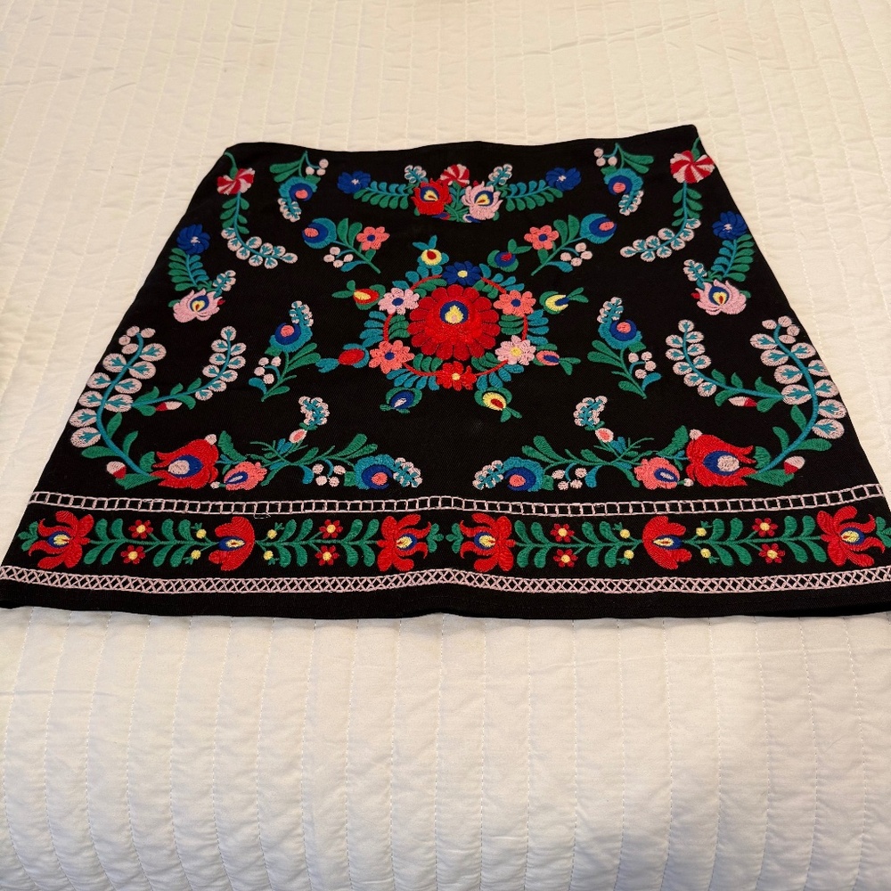 Embroidered mini skirt